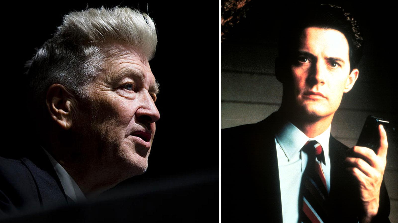 David Lynch. Till höger Kyle MacLachlan som FBI-agenten Dale Cooper i ”Twin peaks”.
