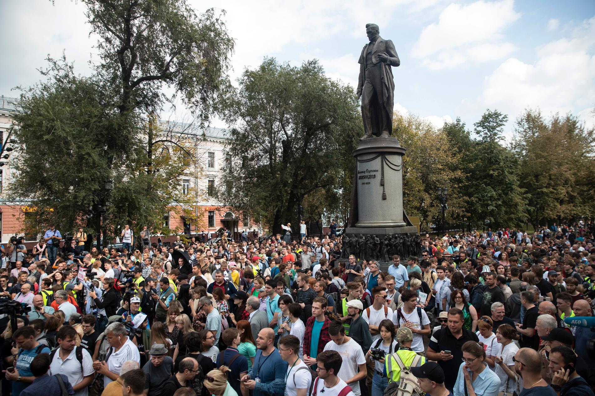 Protester i Rysslands huvudstad Moskva i slutet av augusti.