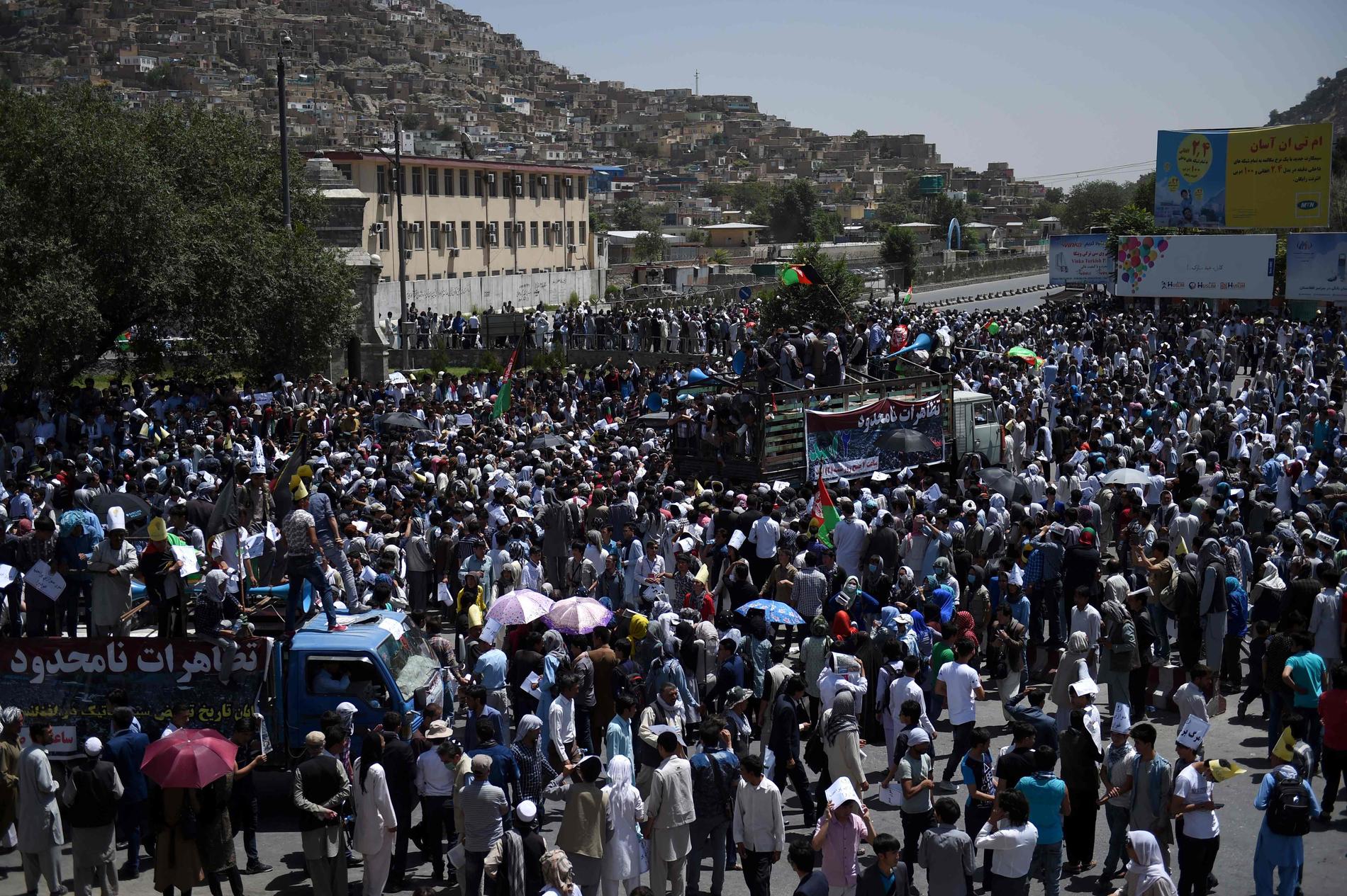 Explosionen hände vid en demonstration i Kabul.