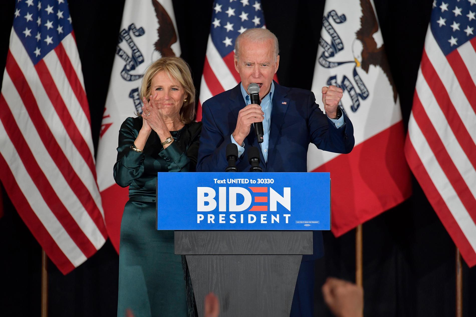 Joe Biden höll ett kort tal när valresultatet ännu inte hade kommit.