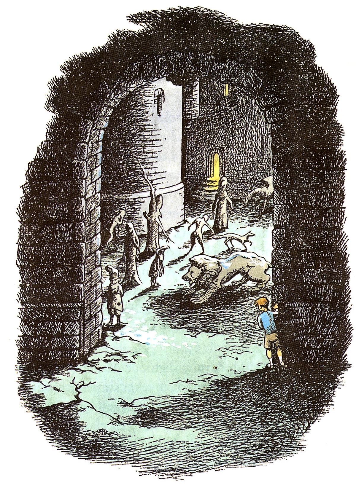 Illustration av Pauline Baynes i ”Häxan och Lejonet” från 1959.
