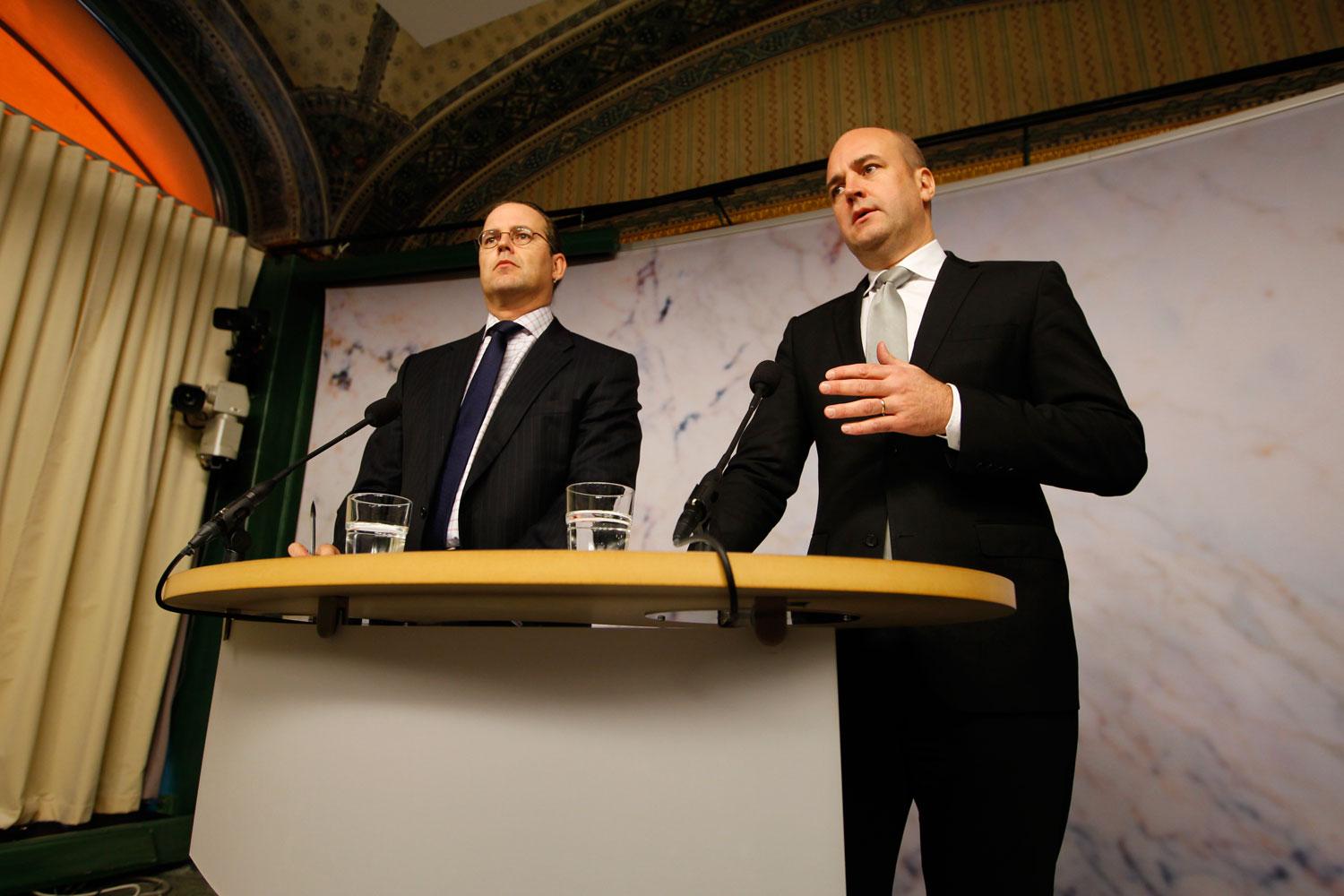 Finansminister Anders Borg och statsminister Fredrik Reinfeldt.