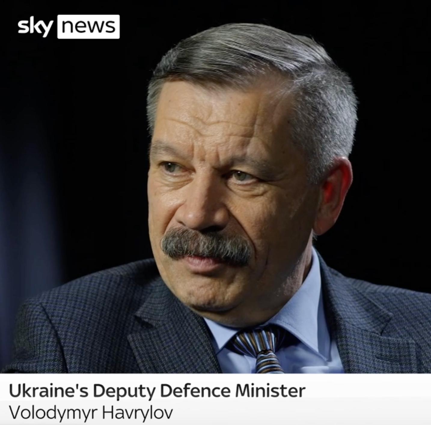 Ukrainas vice försvarsminister Volodymyr Havrylov i en intervju med Sky News.