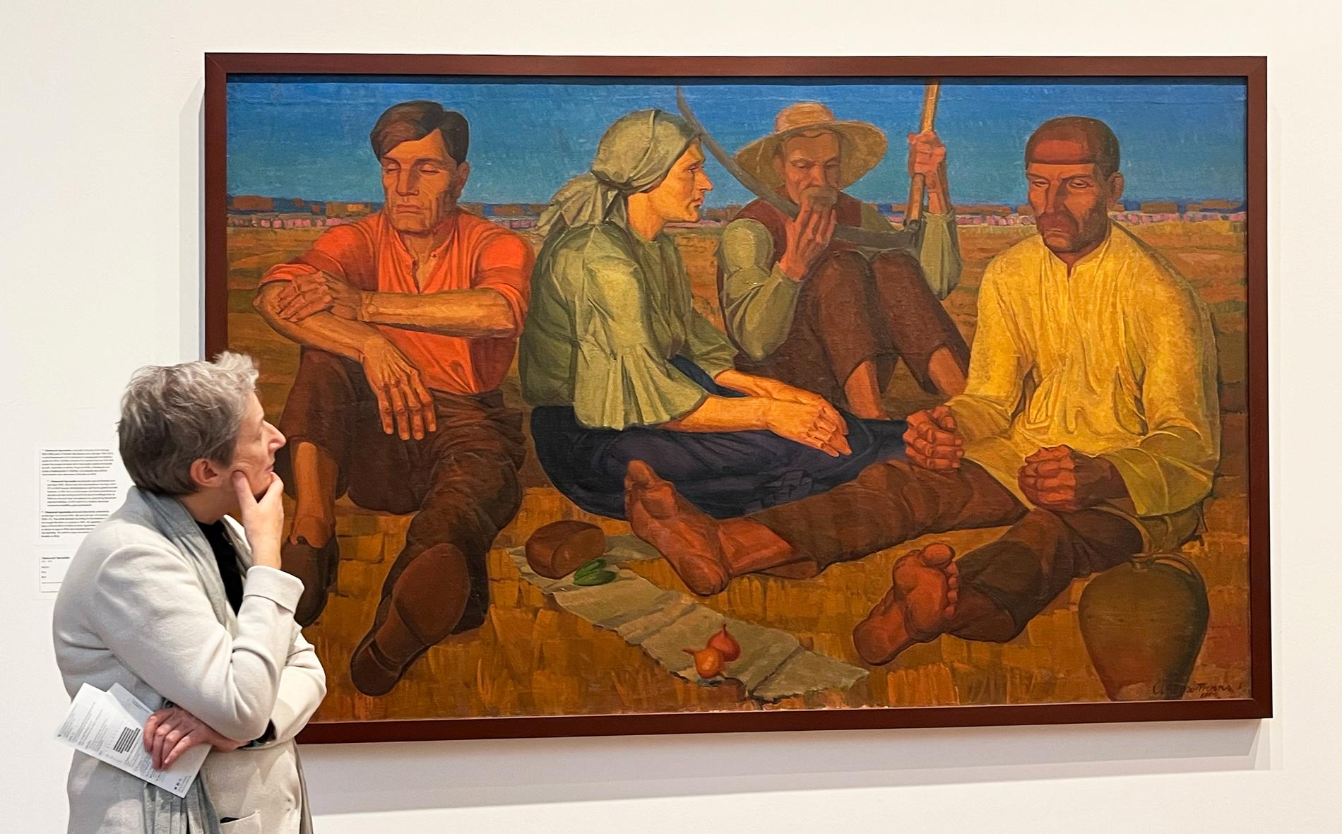 Målningen ”Vila” av Oleksandr Syrotenko från 1927 är en del av utställningen i Bryssel. Syrotenko undervisade på konstskolan i Kiev men tvingades sluta 1941 för att kämpa mot den nazistiska ockupationen.