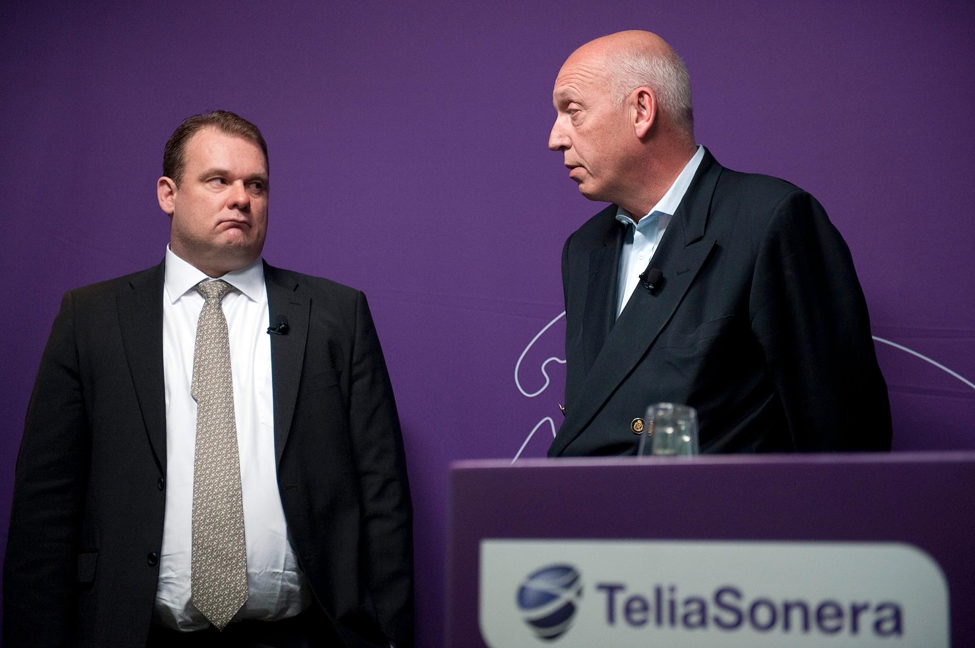 Affärsområdeschef Tero Kivisaari och vd Lars Nyberg i april 2012. Ett halvår senare ska den brottsutredning börja som nu lett fram till dom. Arkivbild.