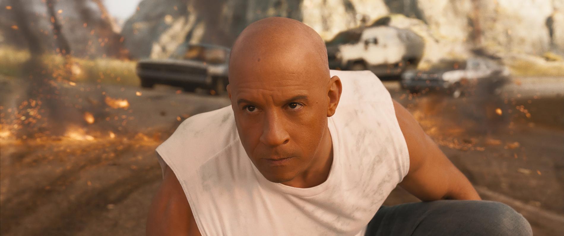 Vin Diesel spelade huvudrollen i "Fast & the furious 9: The fast saga". Under inspelningen av filmen föll en stuntman och skadade sig allvarligt. Pressbild.