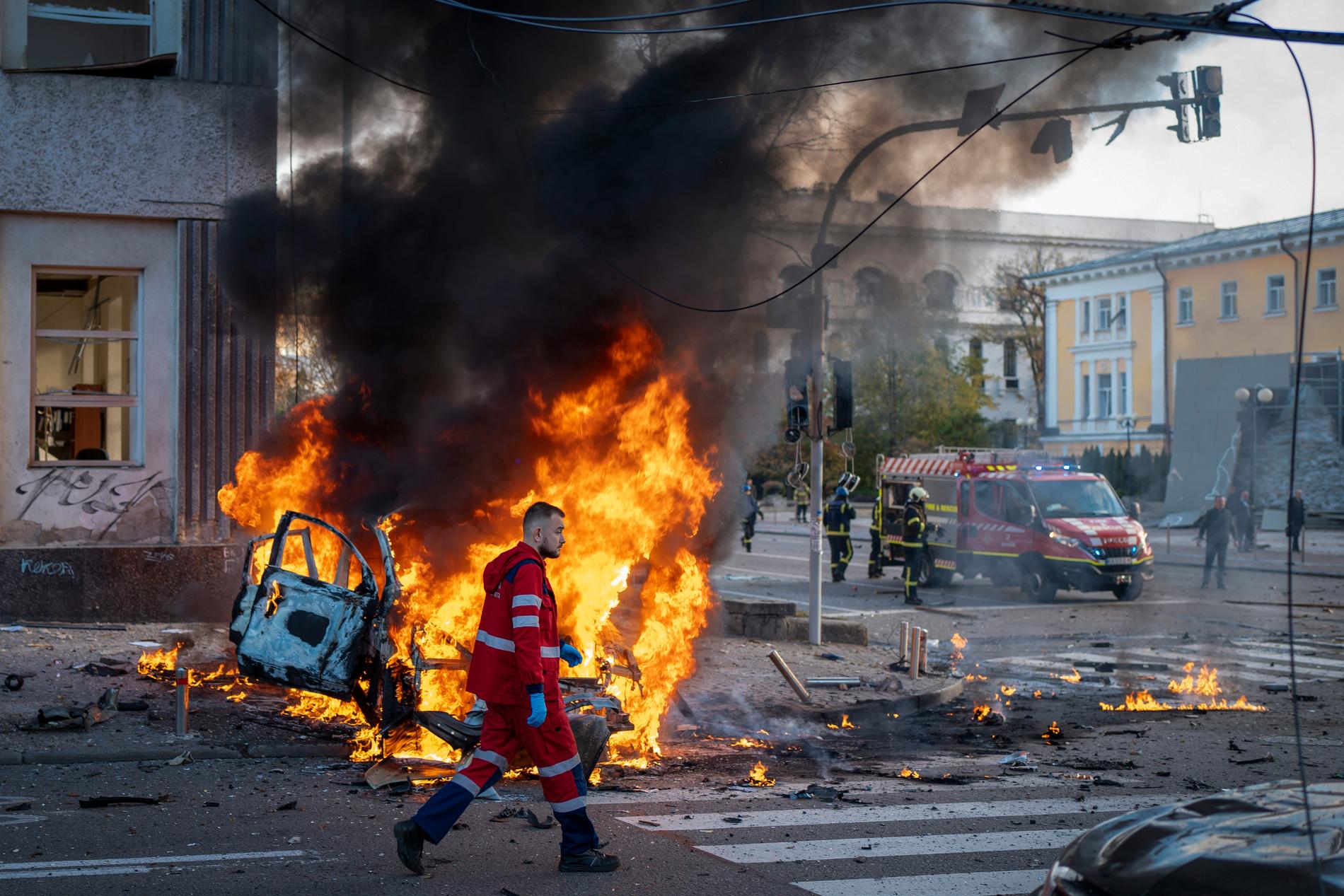 Qendra e qytetit të Kievit pas sulmeve ruse më 10 tetor.