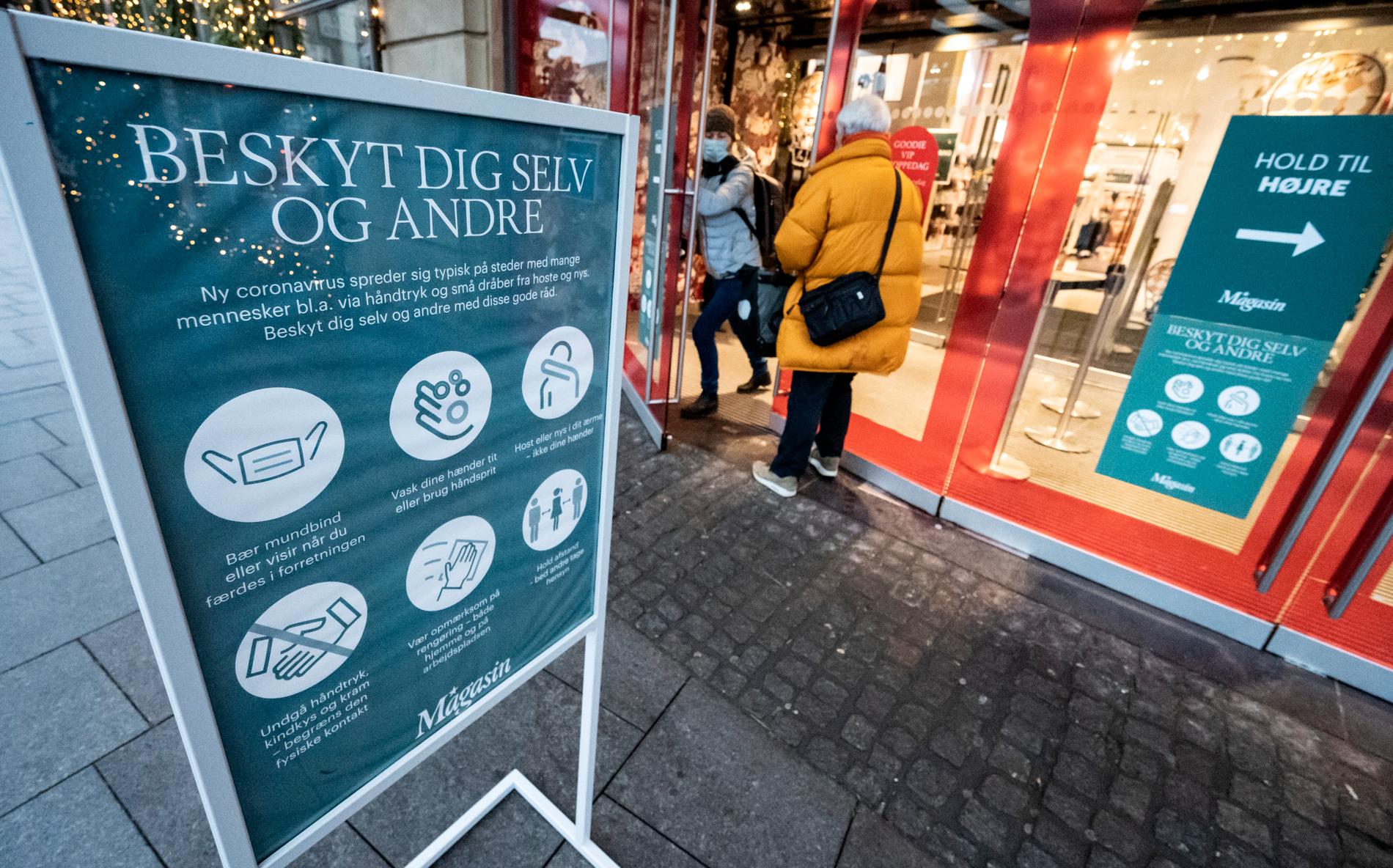 Flera danska butiker har varslat om att de kommer att öppna under måndagen – trots att de enligt landets coronarestriktioner ska hålla stängt. Arkivbild.