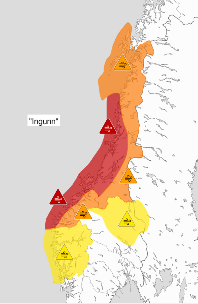 Stormen Ingunn över Norge.