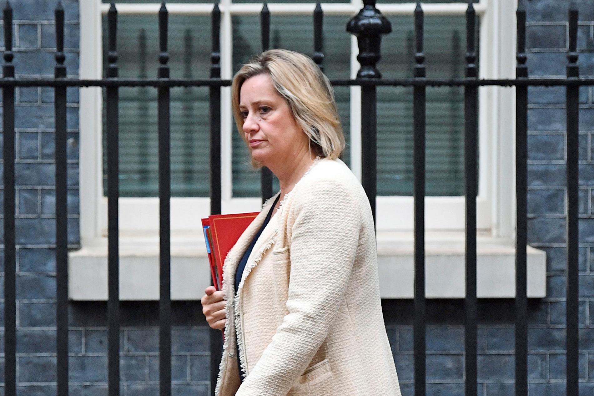 Arbetsmarknadsminister Amber Rudd lämnar den brittiska regeringen. Arkivbild.