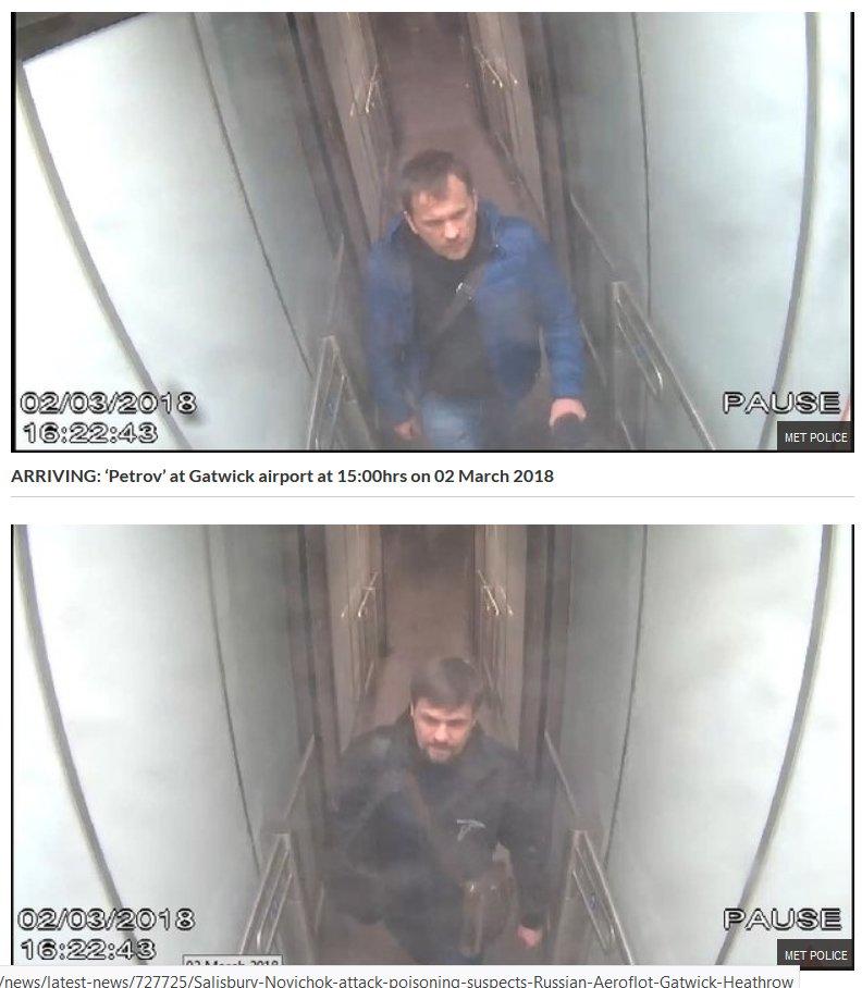  Alexander Petrov och Ruslan Boshirov på övervakningsbilder från  Gatwickflygplatsen.