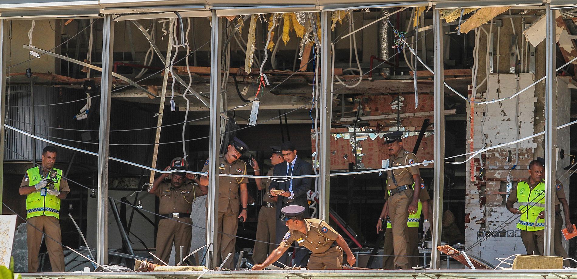 Hotell Shangri-la i Colombo efter bomben på det hotellet.