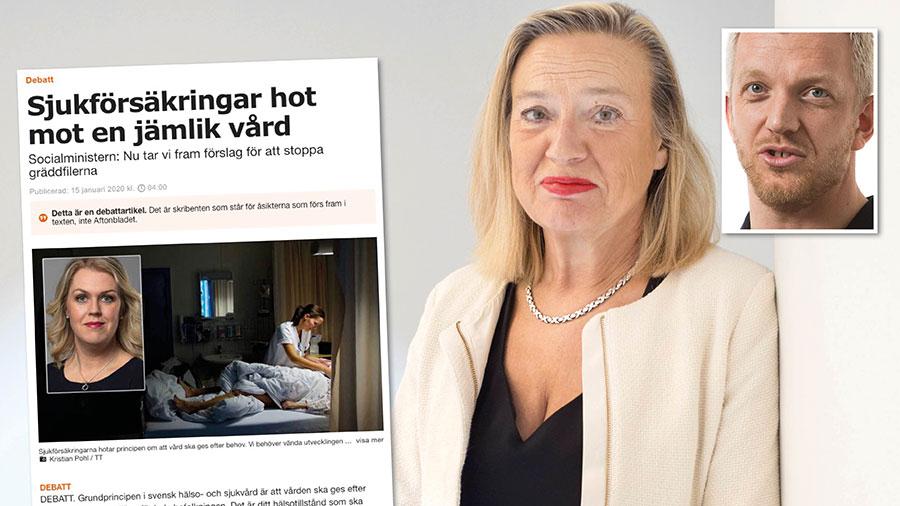 De privata sjukvårdsförsäkringarna låter den som betalar gå för i kön. Men Lena Hallengrens lagförslag om att stärka Hälso- och sjukvårdslagen med en ytterligare paragraf kommer inte att få någon större betydelse, skriver Karin Rågsjö och Jonas Lindberg.