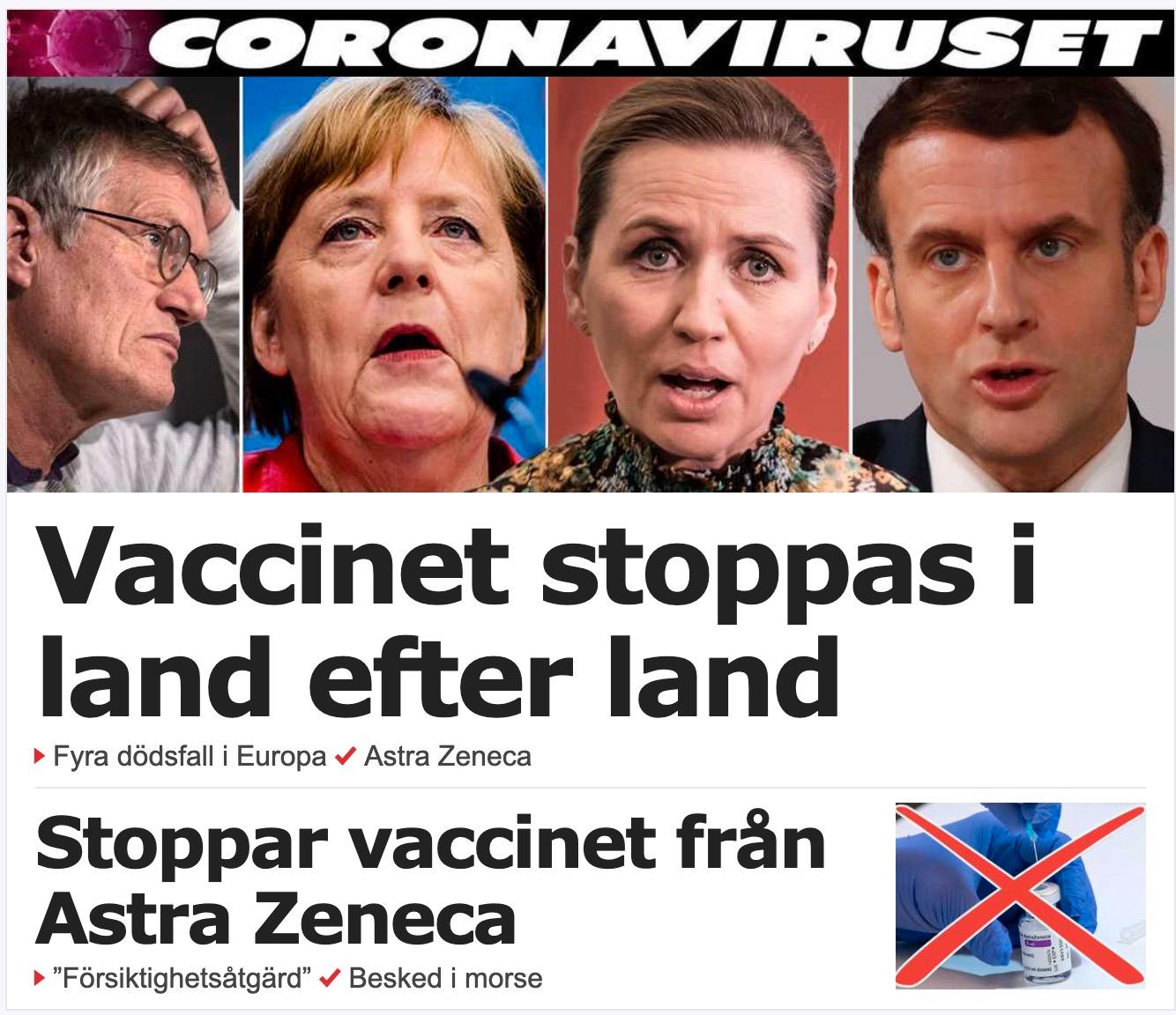Tisdagen, 16 mars. Vaccinet från Astra Zeneca stoppas i land efter land i Europa.
