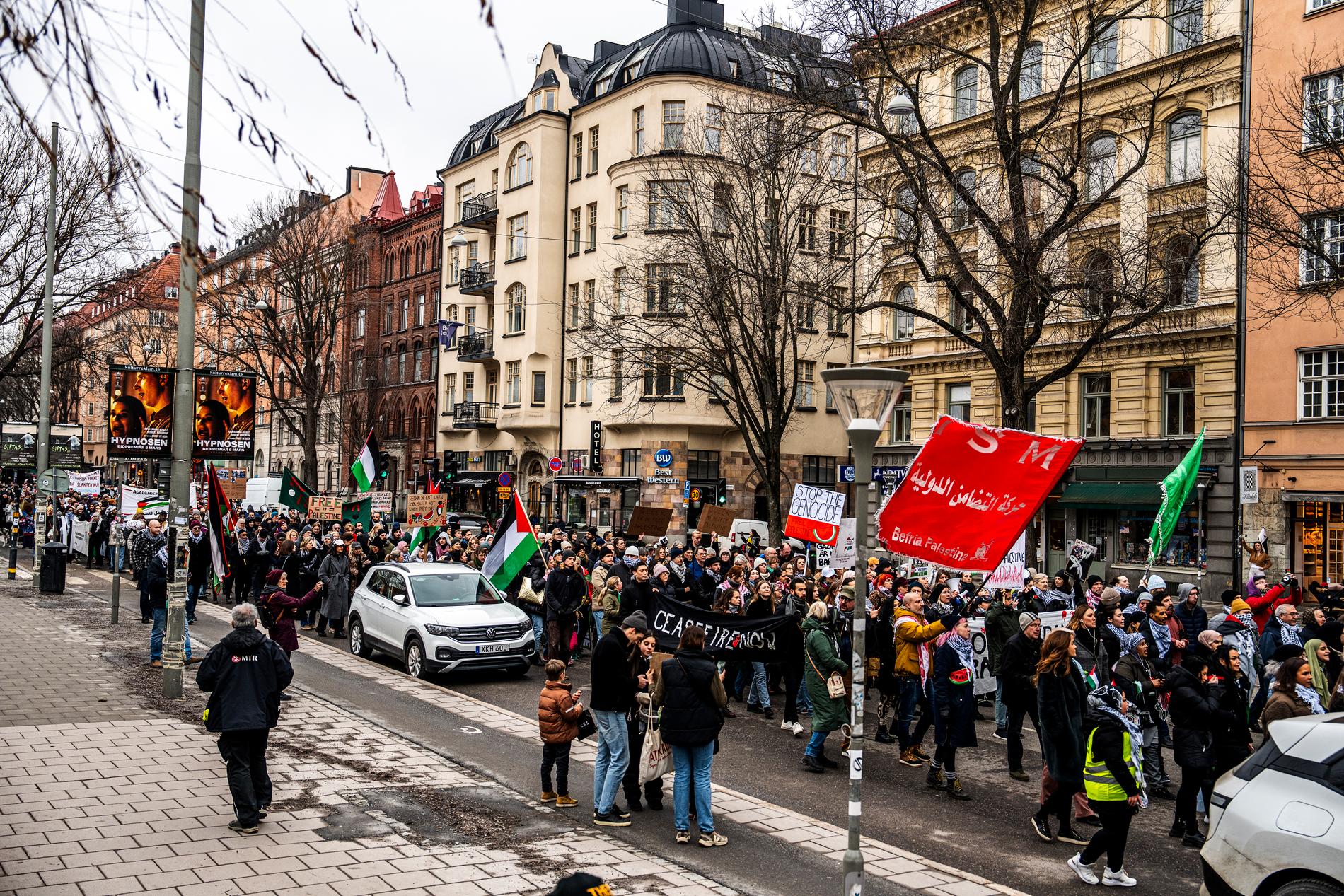 Tusentals människor i demonstration i Stockholm. 