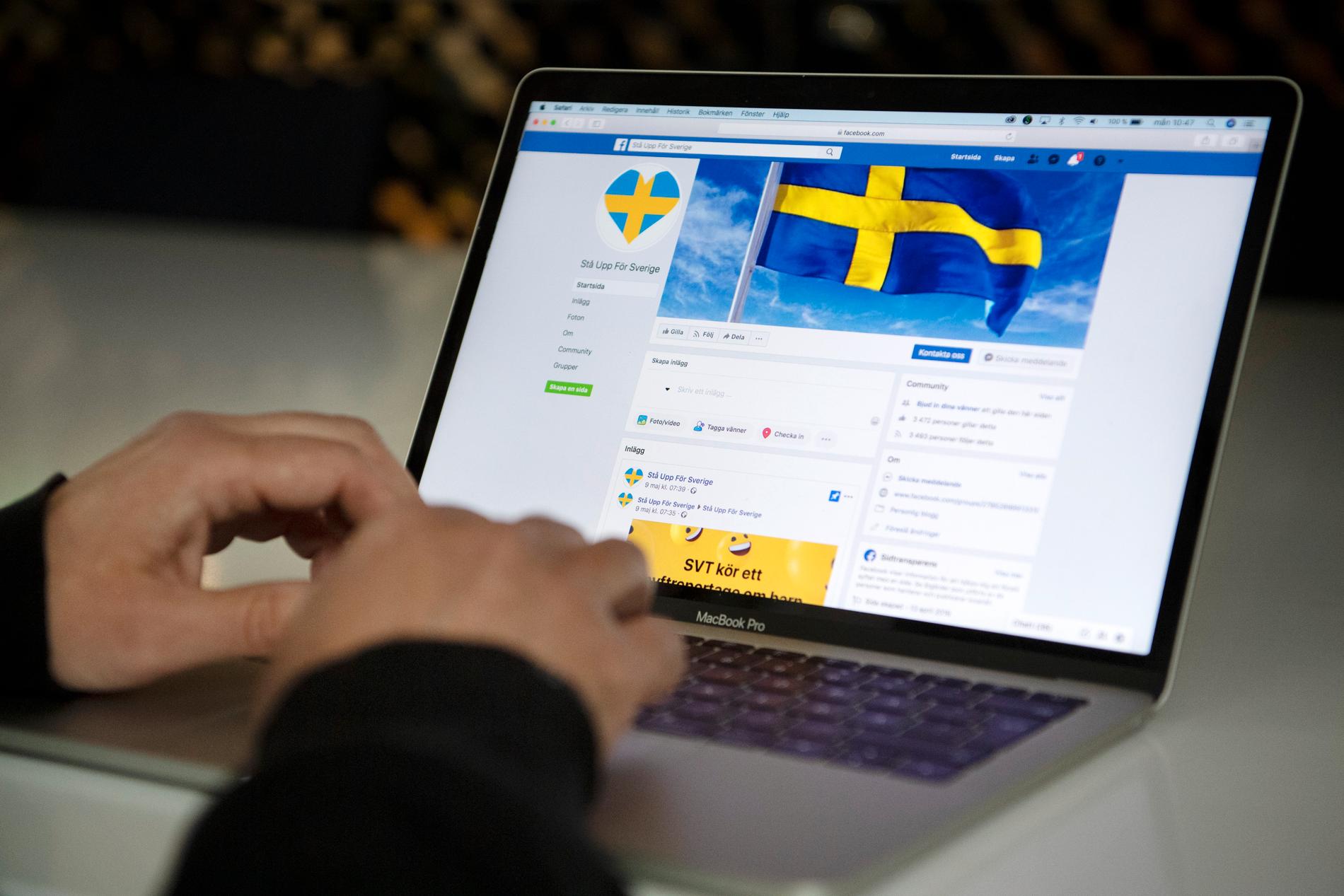 Facebooksidan "Stå upp för Sverige".