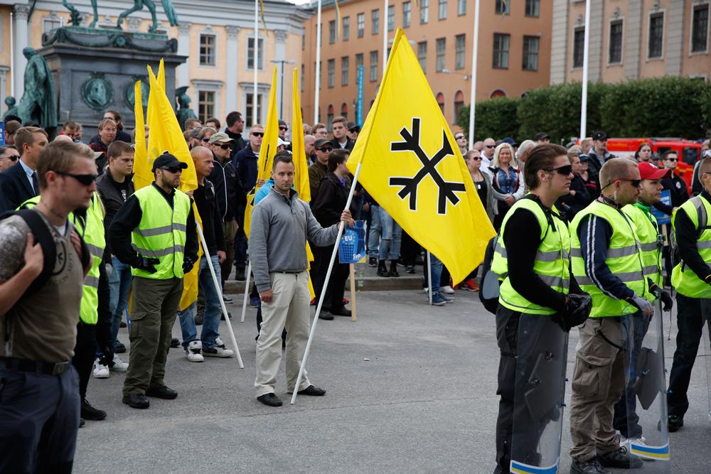 Svenskarnas parti vid Gustav Adolfs torg i Stockholm