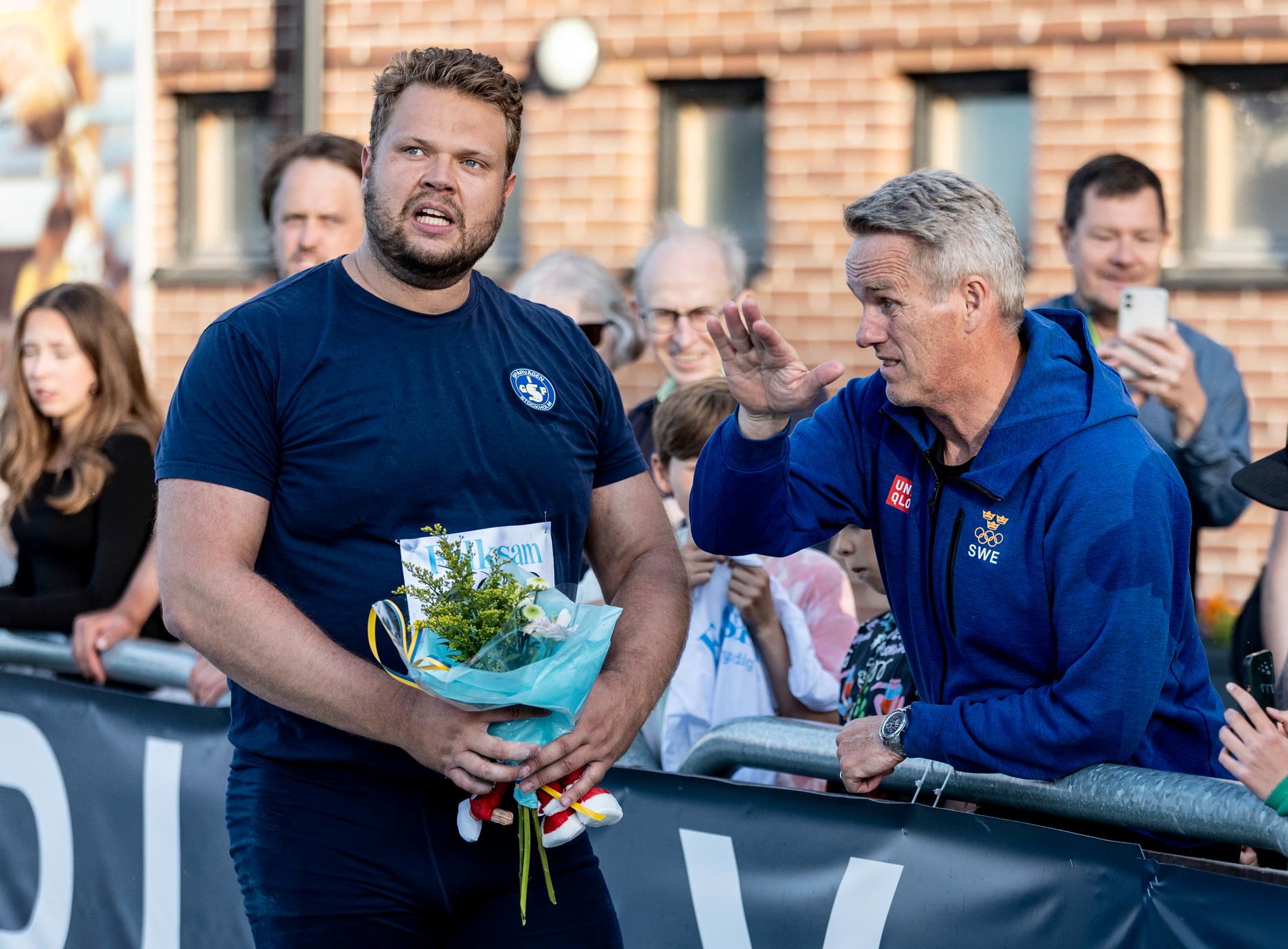 Vésteinn Hafsteinsson, till höger, har varit Daniel Ståhls tränare de senaste åren. Nu lägger islänningen tränarkarriären på hyllan. Arkvibild.