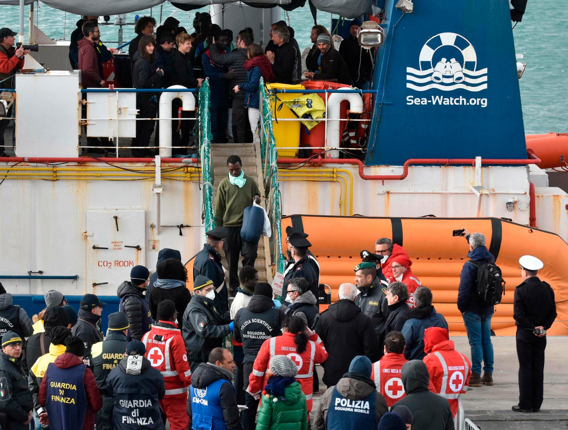 De 47 migranter som räddades av Sea Watch 3 i Medelhavet utanför Libyens kust gick i land på Sicilien på onsdagen. Arkivbild.