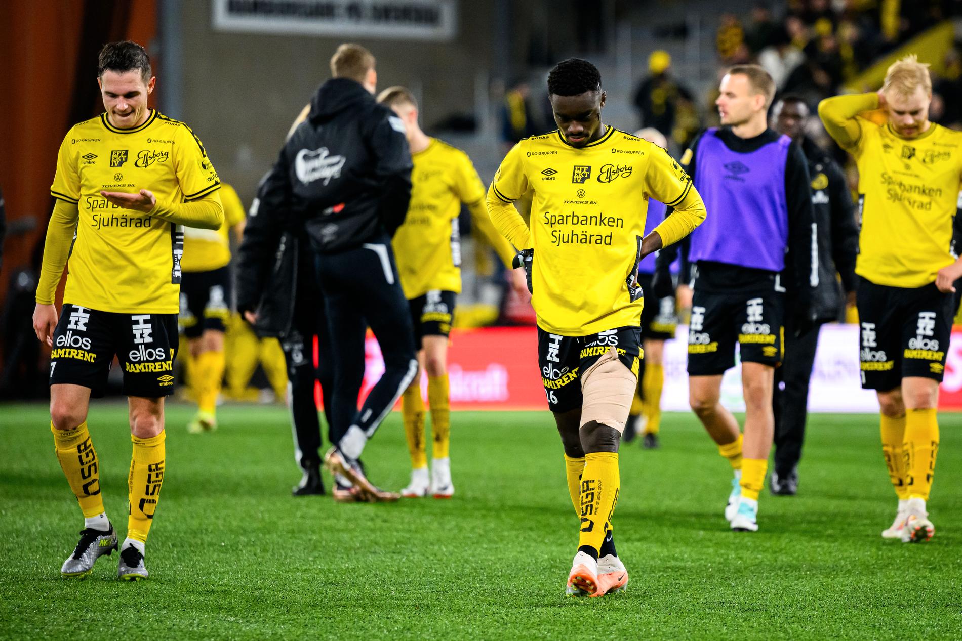 Elfsborg-spelare deppar efter 2–2 mot Degerfors. 