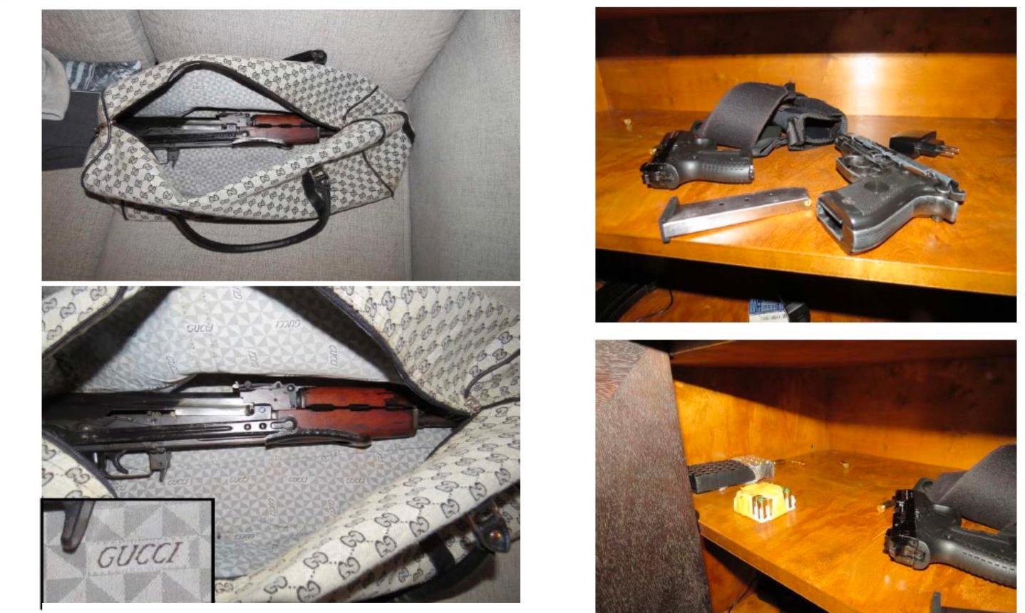 Automatvapen som förvarades i en väska hemma hos en av de åtalade. Skulle enligt åklagaren användas för ett nytt mord i Göteborg.