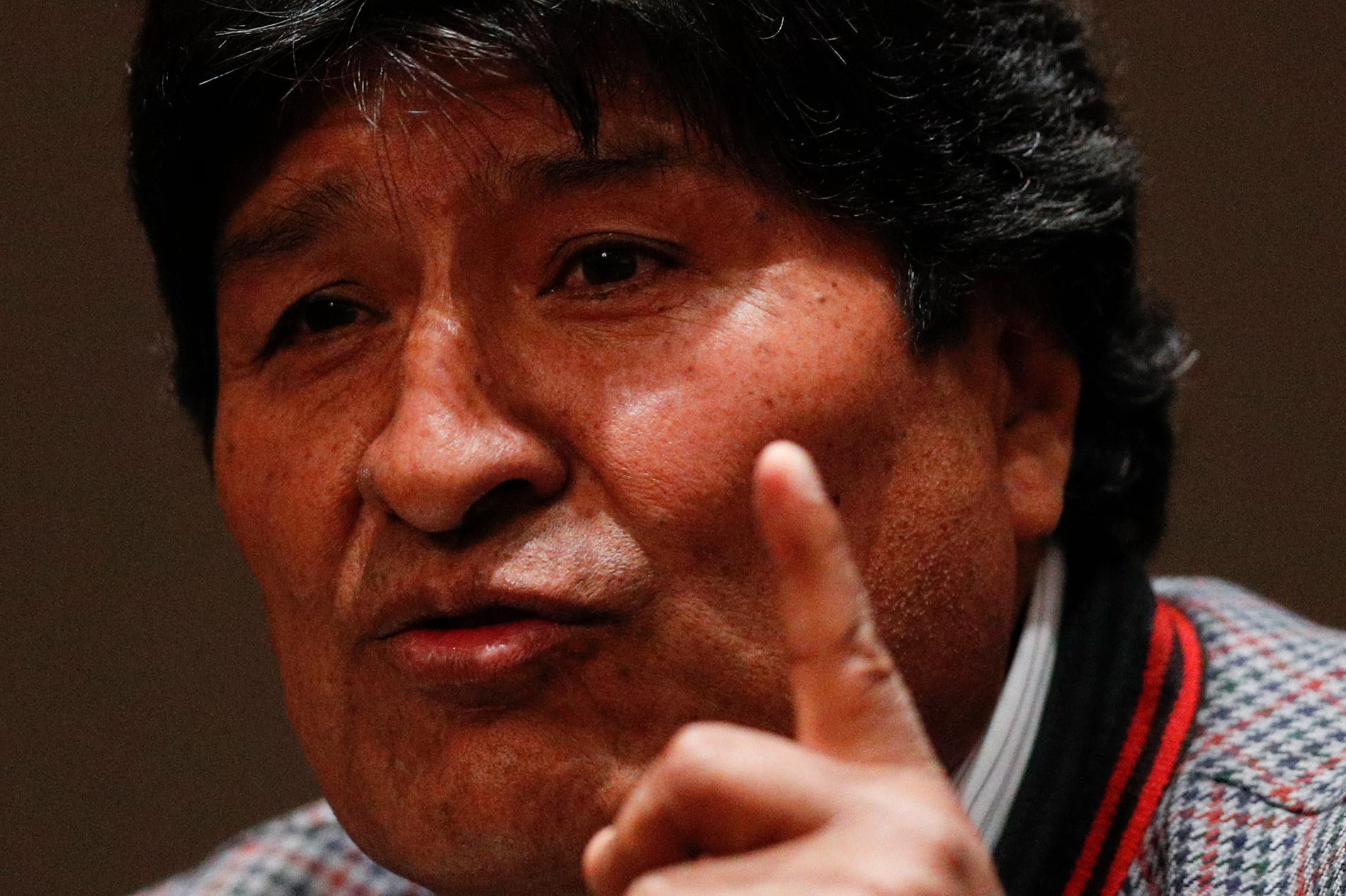 Evo Morales vid en presskonferens i Mexico City på onsdagen.