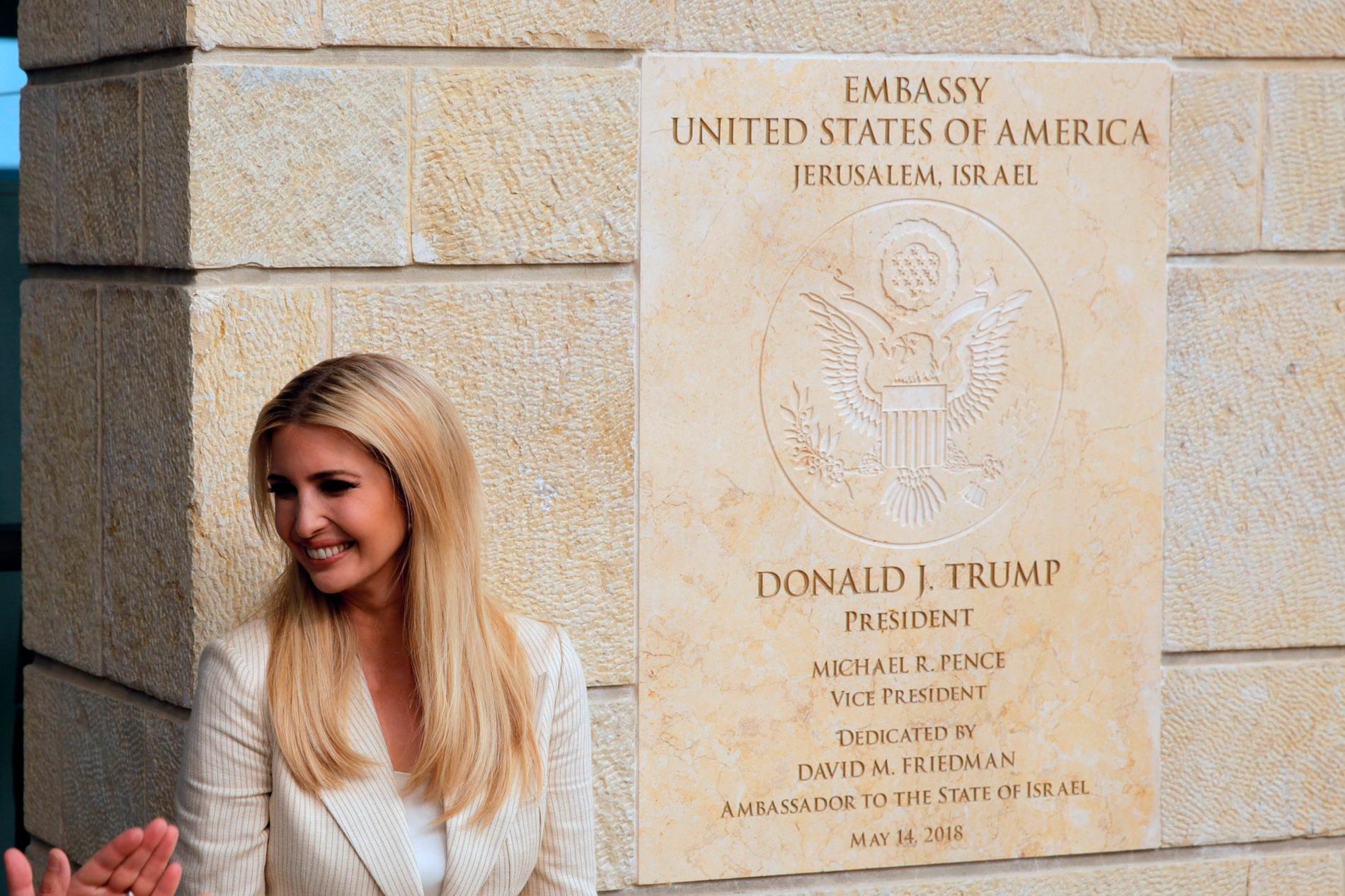 Ivanka Trump, rådgivare och dotter till USA:s president Donald Trump, vid invigningen av USA:s nya Israelambassad i Jerusalem.