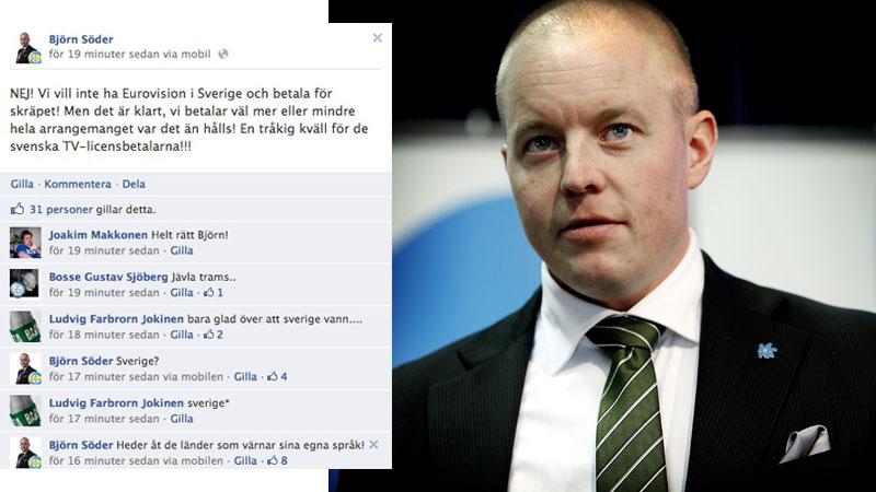 Sverigedemokraternas partisekreterare Björn Söder och den Facebooktråd han sedan tog bort.