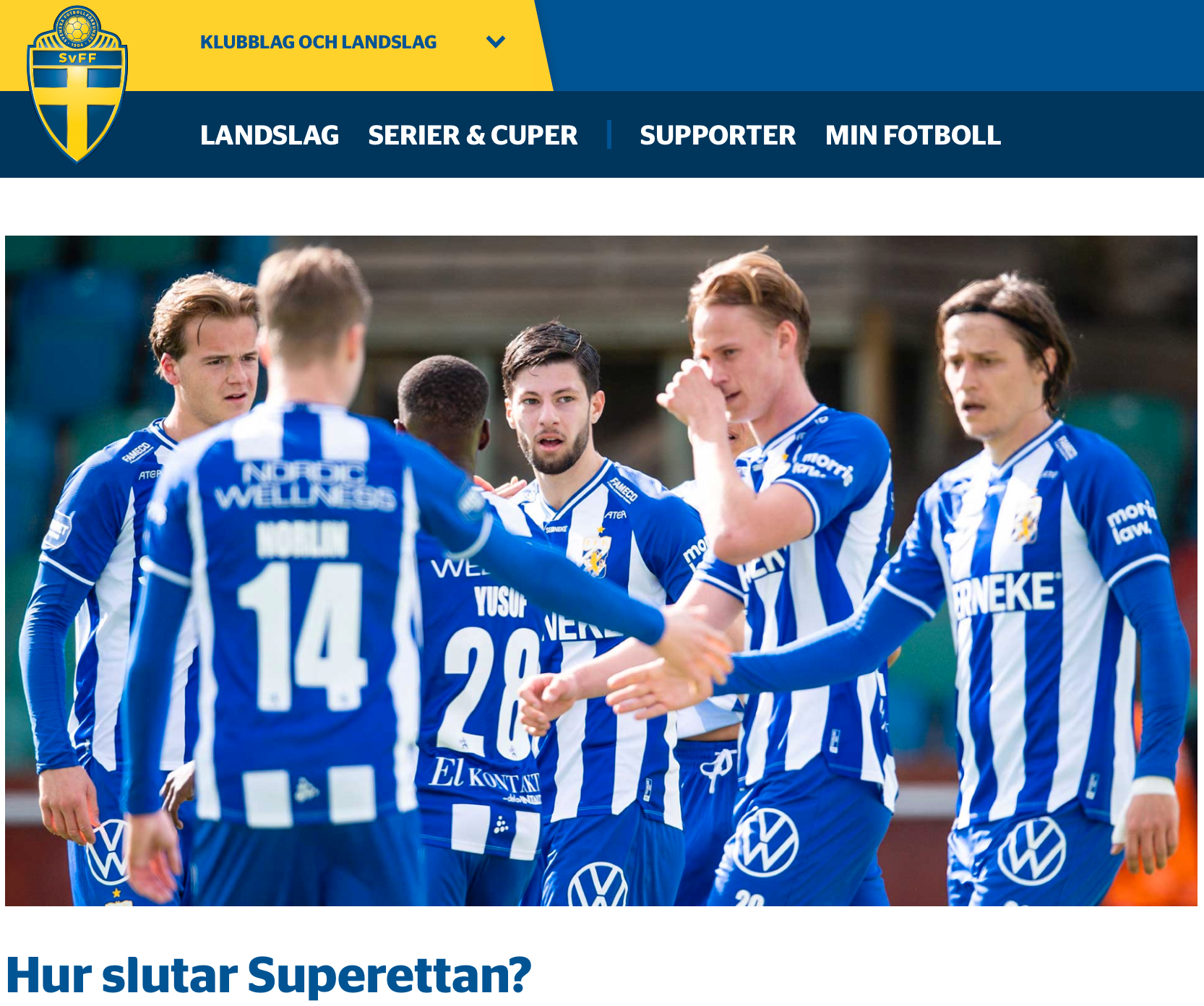 Skärmbild från SvFF:s hemsida.