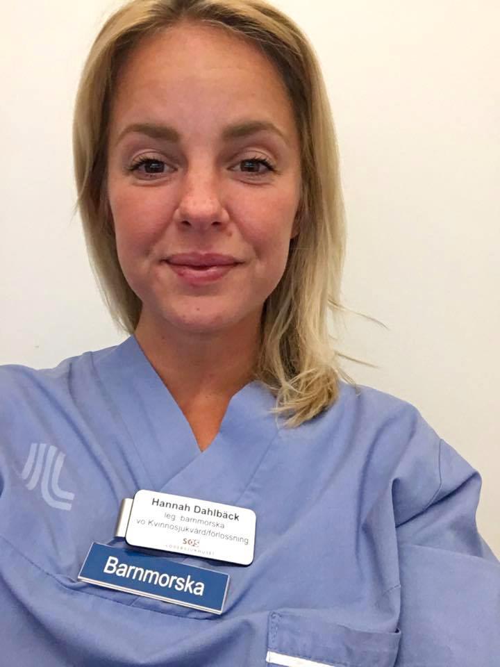 Hannah Dahlbäck, 35, jobbar som barnmorska i Stockholm.