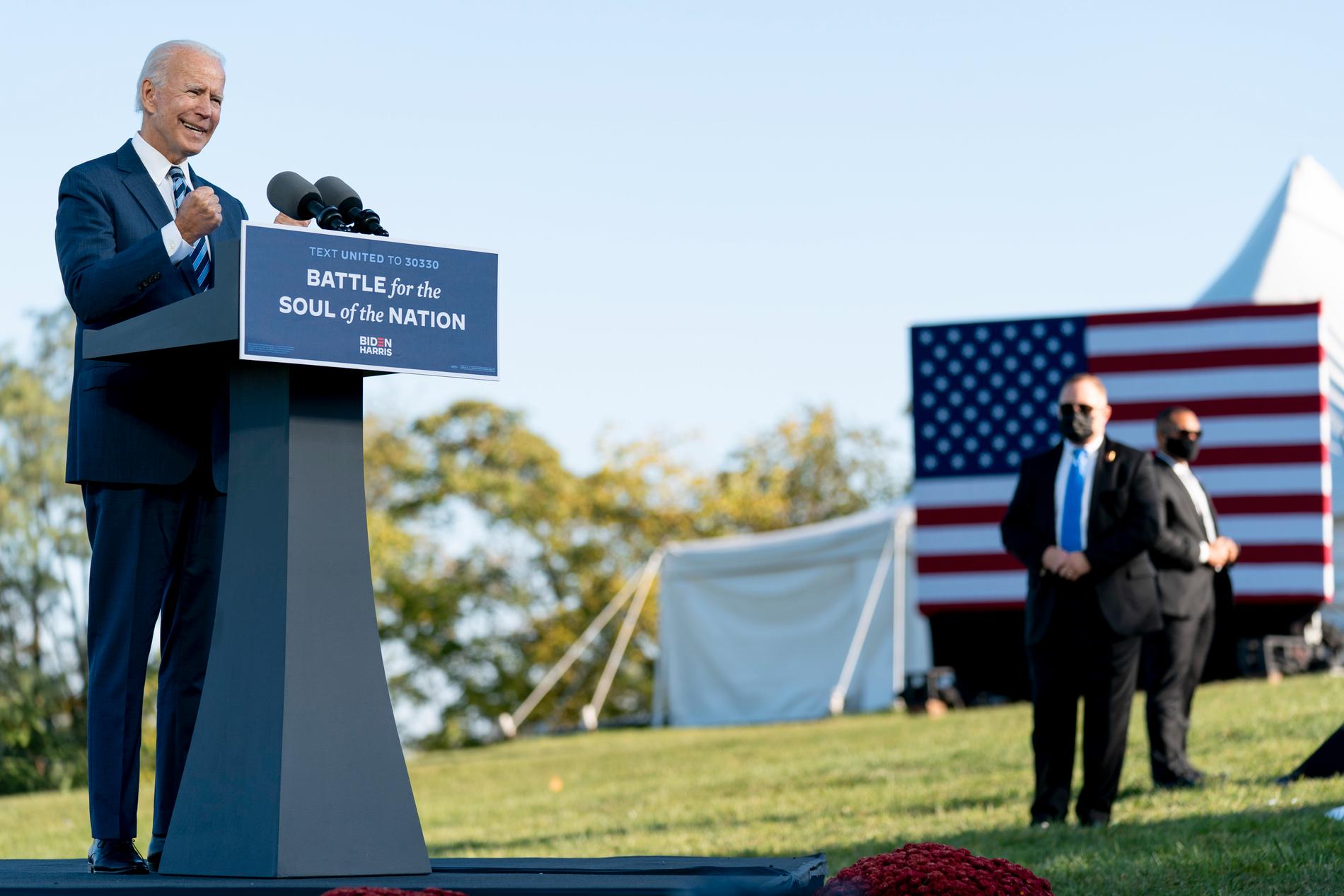 Joe Biden under sitt tal vid Gettysburg.