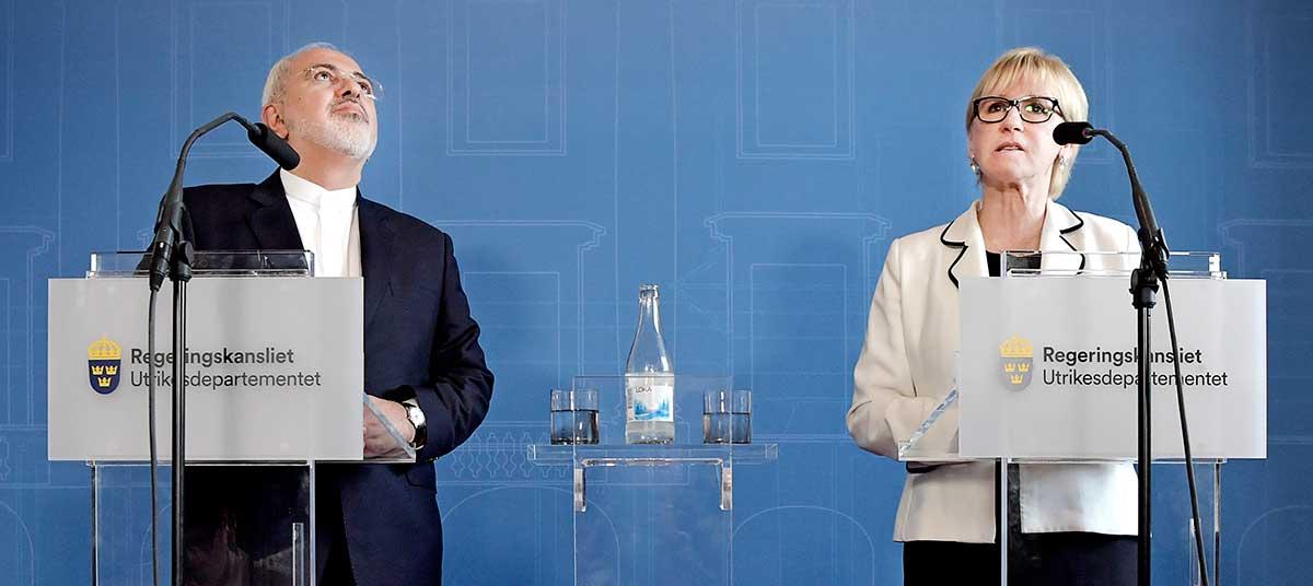 Ministermöte Irans utrikesminister Javad Zarif och hans svenska kollega Margot Wallström på dagens pressträff.