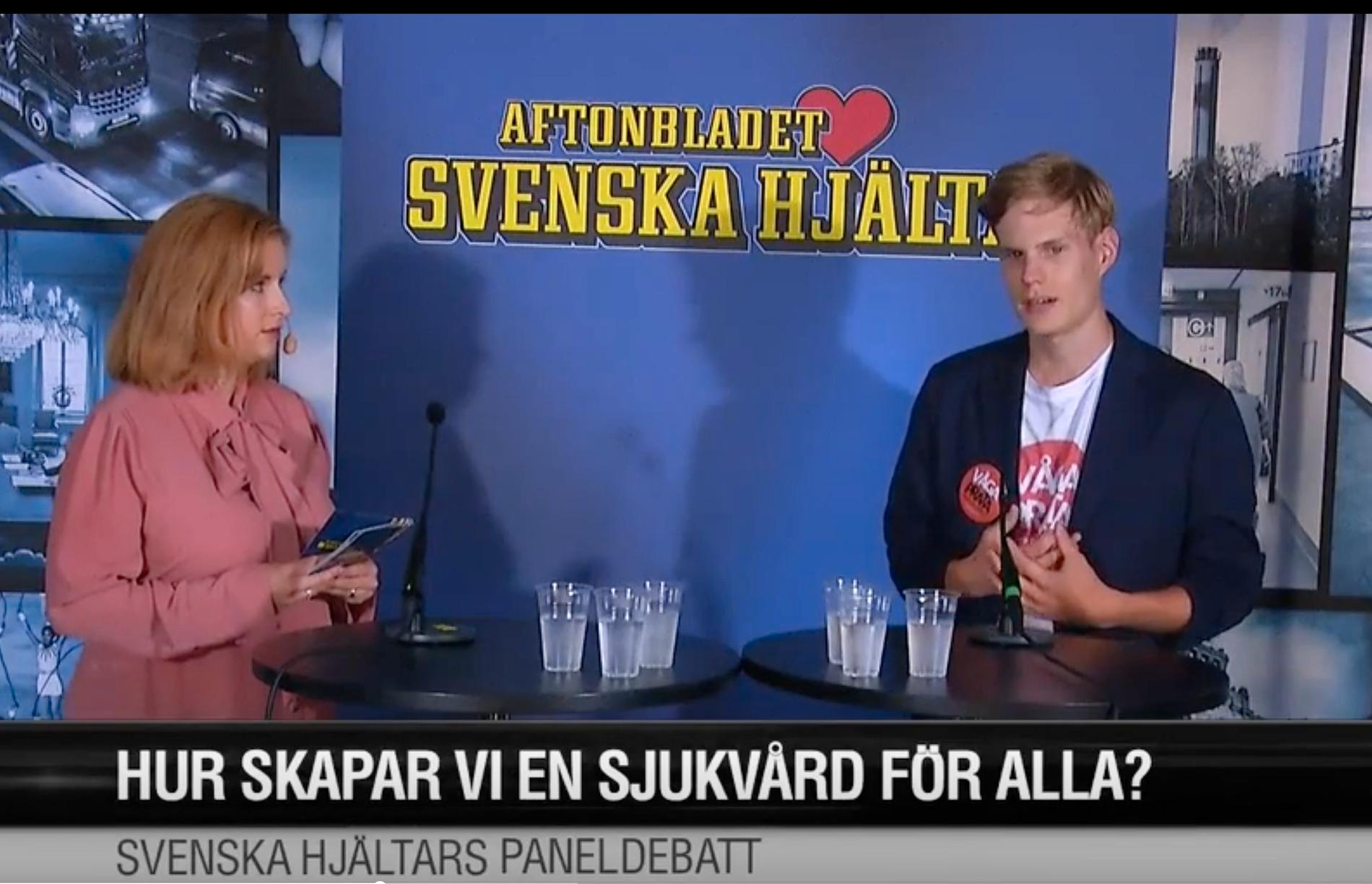 Anton Lindvall medverkade i Svenska hjältars panelsamtal i Almedalen 2019.