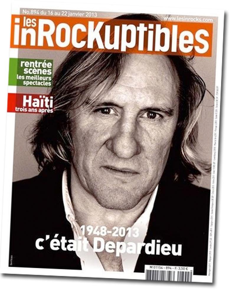Tidningen Les Inrockuptibles runa över Gerard Depardieu.