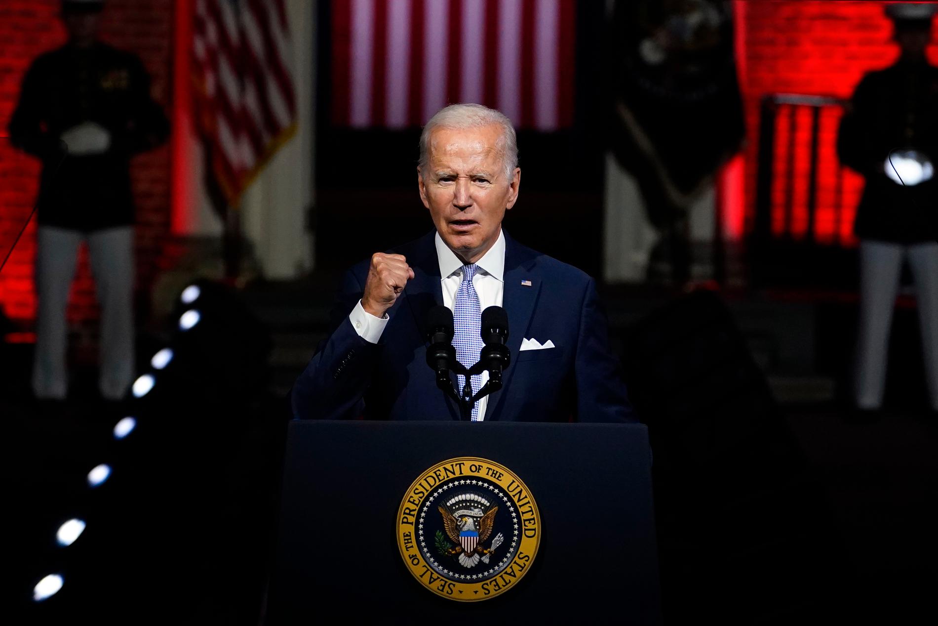Joe Biden höll ett tal till nationen i Philadelphia, natten till fredagen.