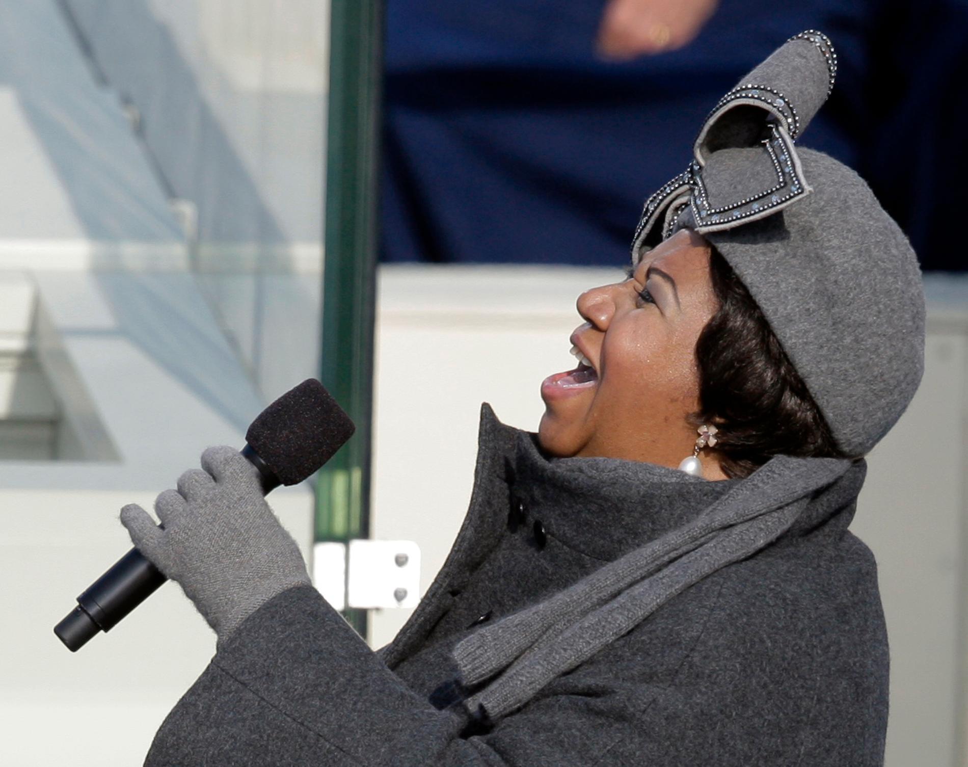 Aretha Franklin sjunger ”My country, 'tis of thee” vid Barack Obamas installationsceremoni som president i januari 2009.