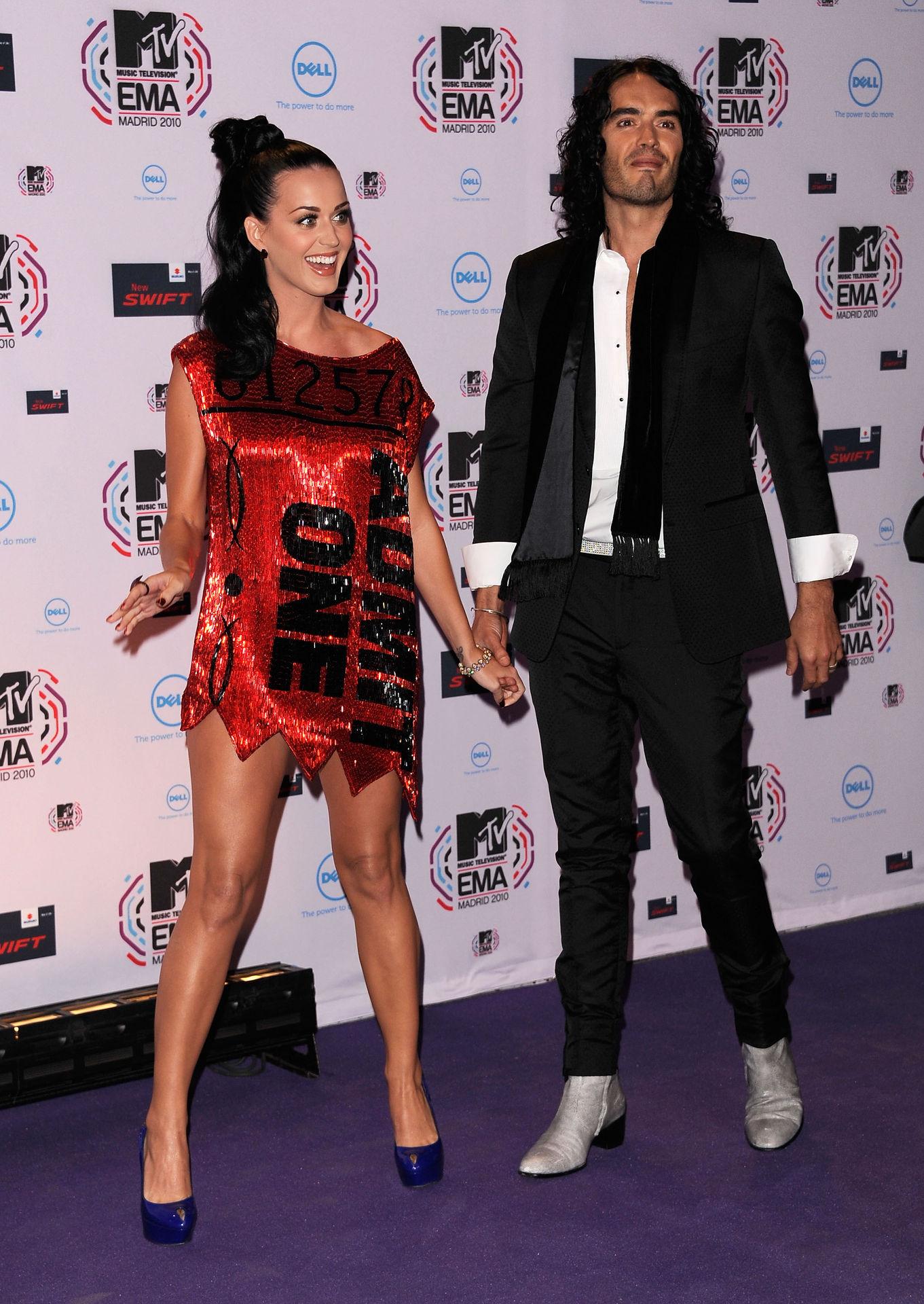 Sångerskan Katy Perry med maken och komikern Russel Brand.