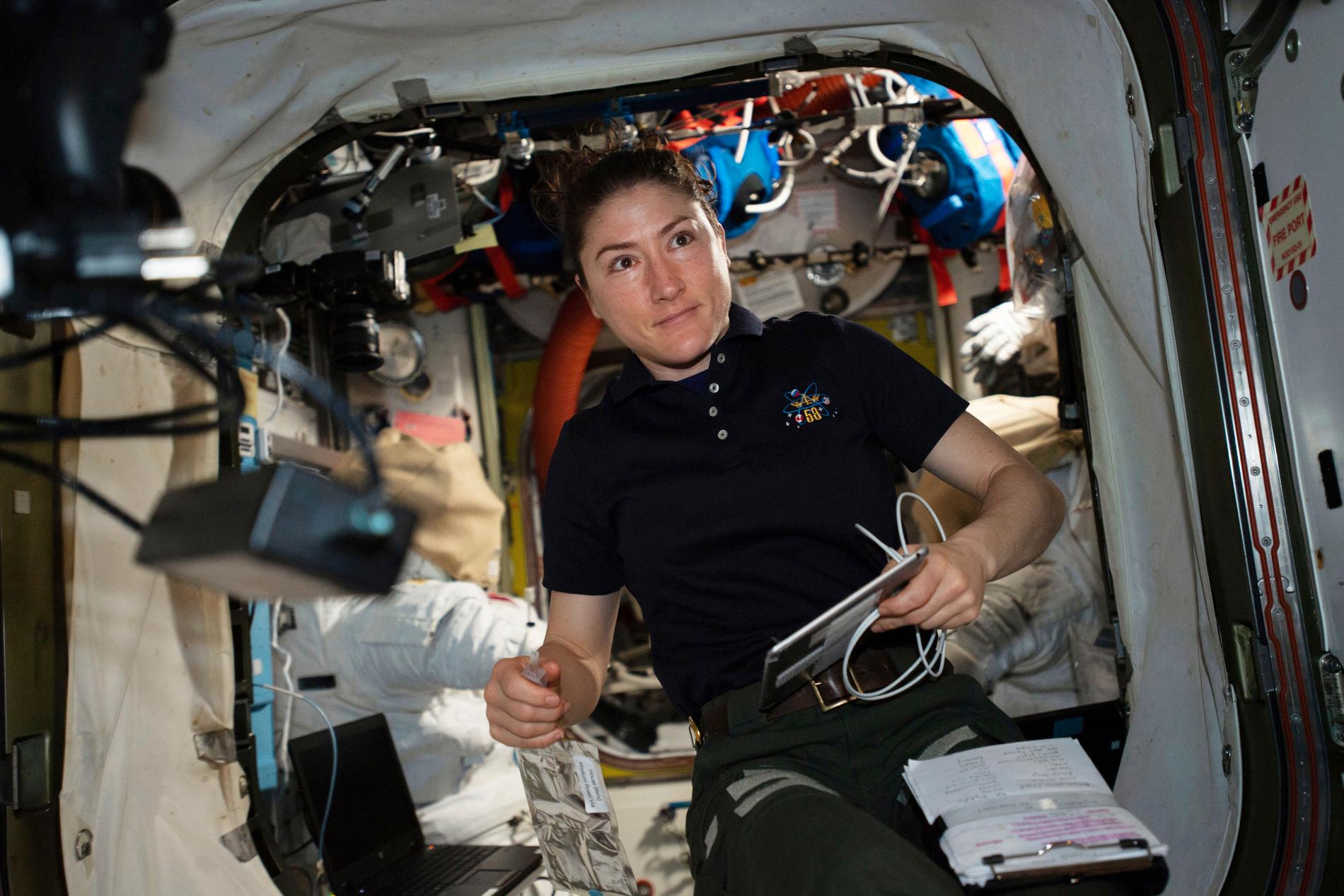 Christina Koch ombord på internationella rymdstationen ISS.