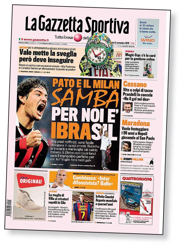 Kommentar: En ordlek med Ibra och Brasilien samt med Patos målsamba. Gazzettan laddar upp inför Zlatans kommande Milandebut.