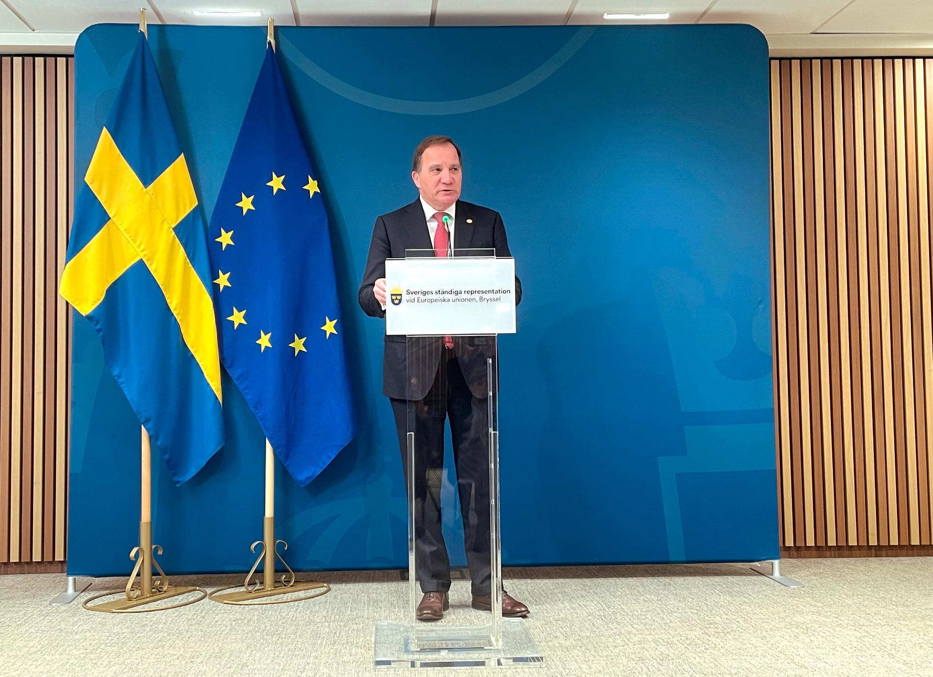Statsminister Stefan Löfven har pressträff inför EU-toppmötet i Bryssel.