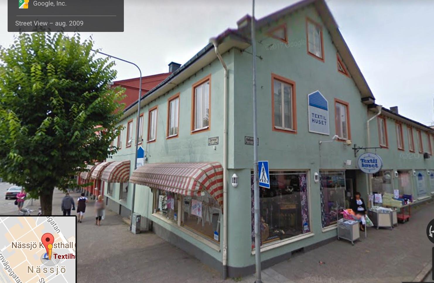 Det riktiga textilhuset i Nässjö, i korsningen Stortorget Rådhusgatan.