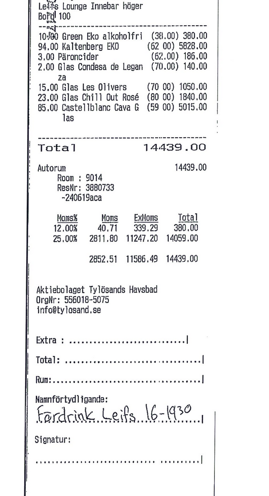 På en konferens på Tylösand Hotel gjorde Academedia av med över 112 000 kronor på alkohol. 