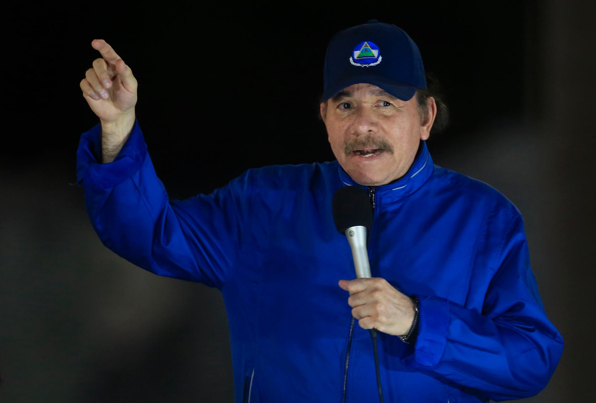 Nicaraguas president Daniel Ortega har talat i direktsänd tv – efter att inte ha setts till på över en månad. Arkivbild.