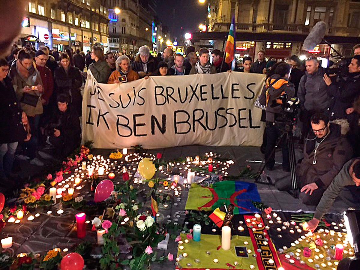 Terrordådens offer hedras i Bryssel.