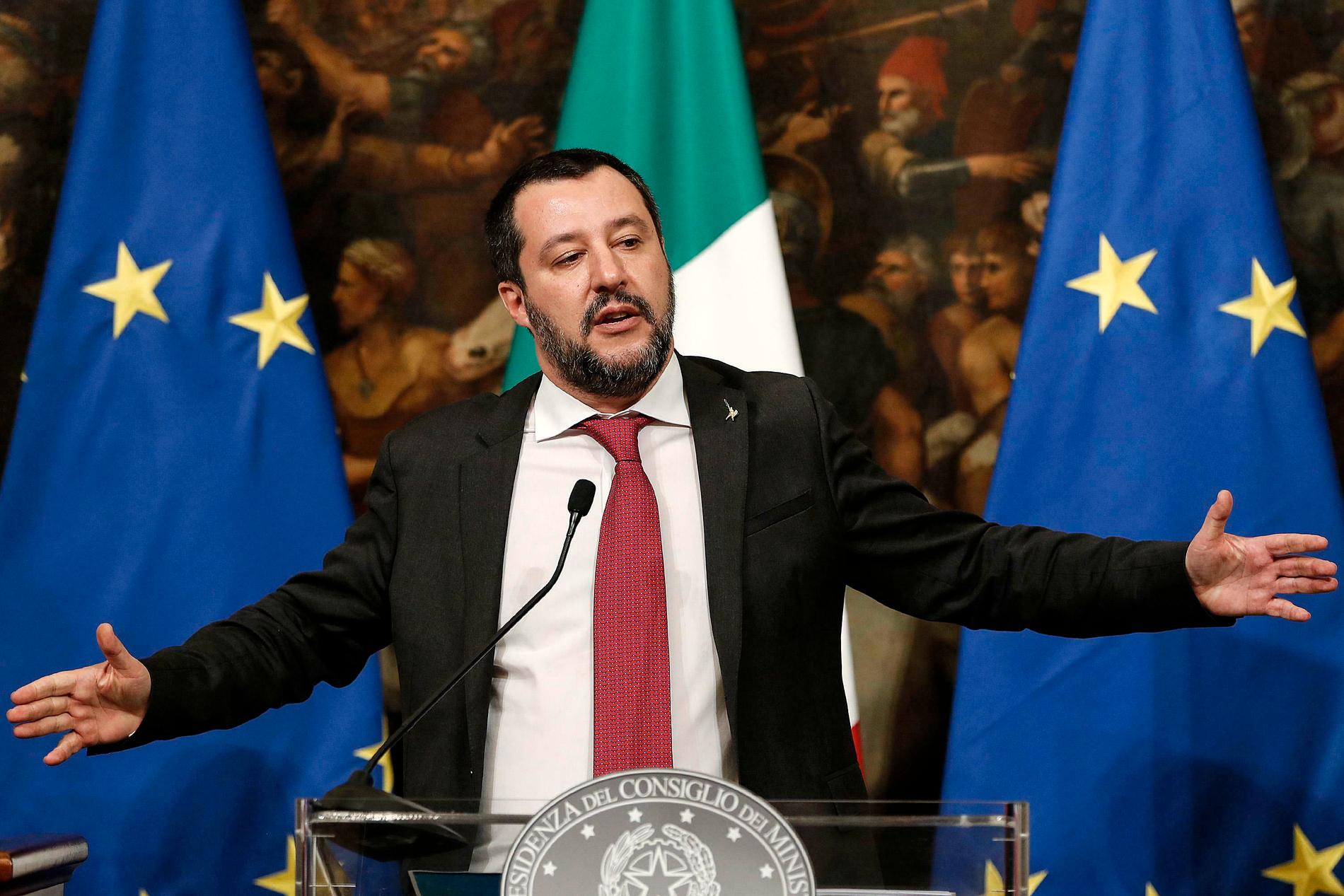 Matteo Salvini och Lega väntas bli Italiens största parti i EU-valet. Arkivbild.