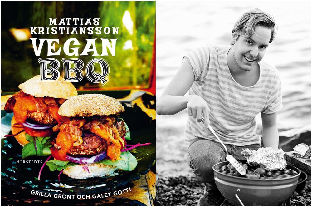 Mattias Kristiansson med sin veganska grillbok, Vegan bbq, Norstedts.