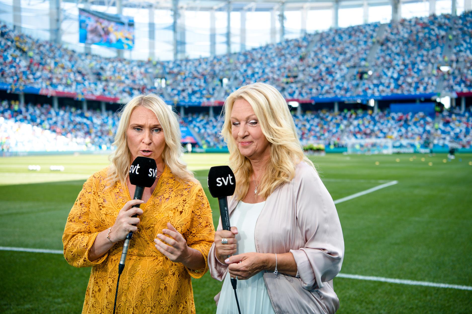 Frida Östberg och Jane Björck jobbade för SVT på VM.