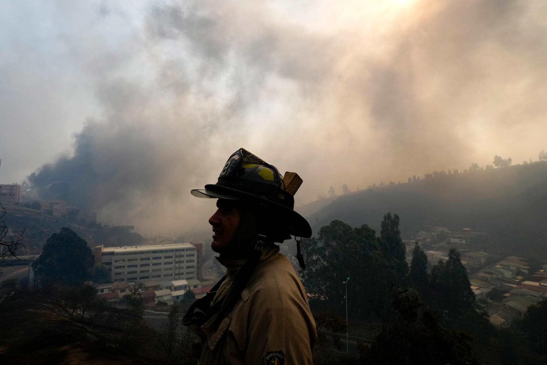 Svåra skogsbränder härjar i Chile.