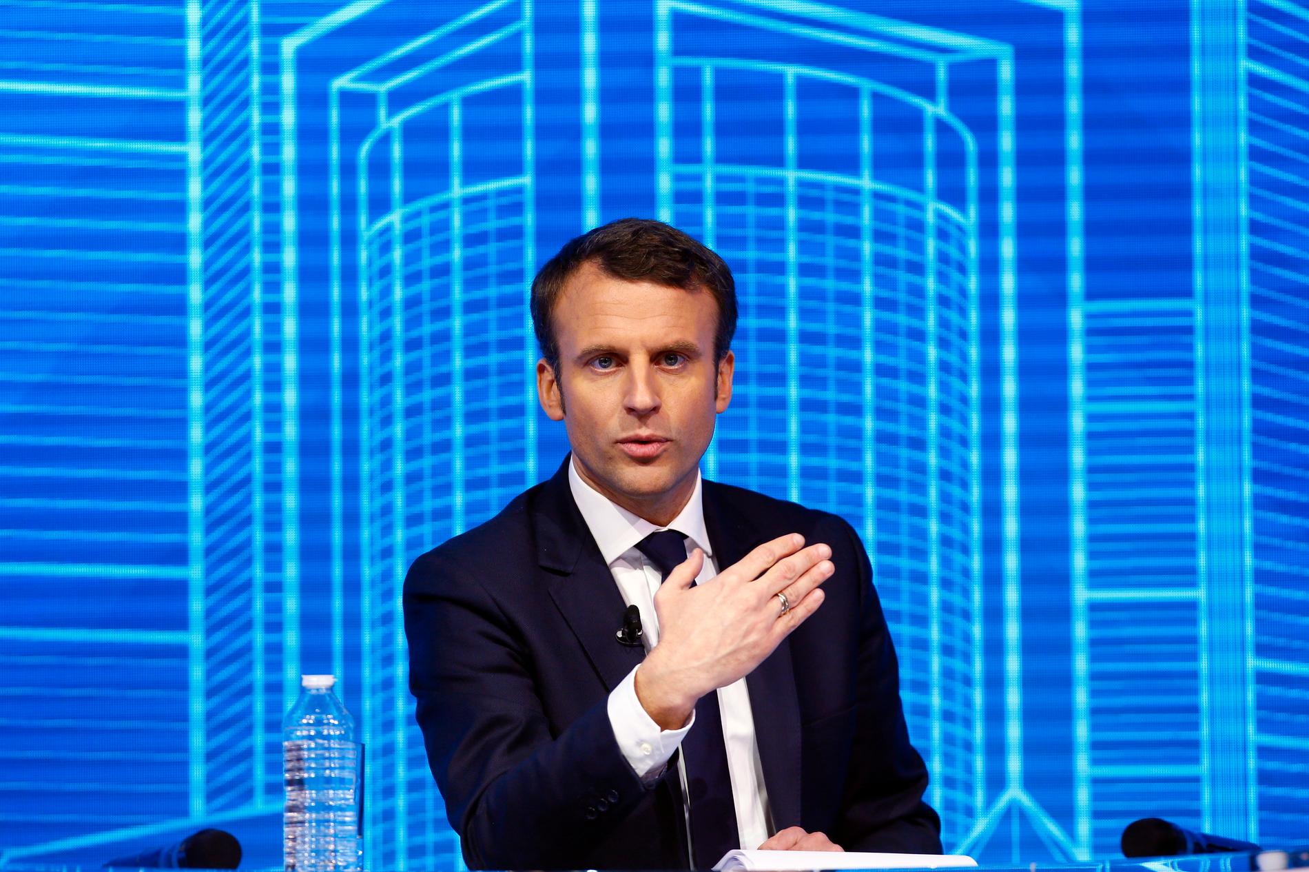 Emmanuel Macron, mittenkandidat i franska presidentvalet. Arkivbild.