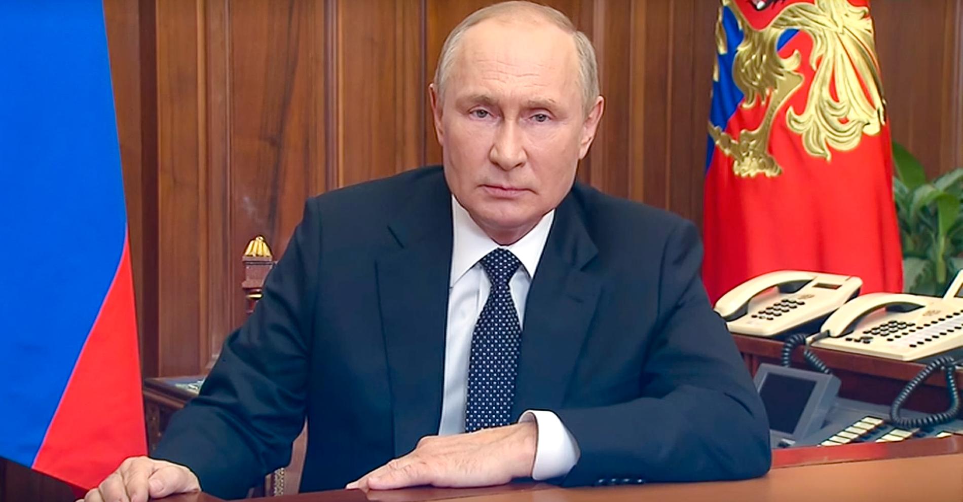 Vladimir Putin under onsdagens tal till nationen. 